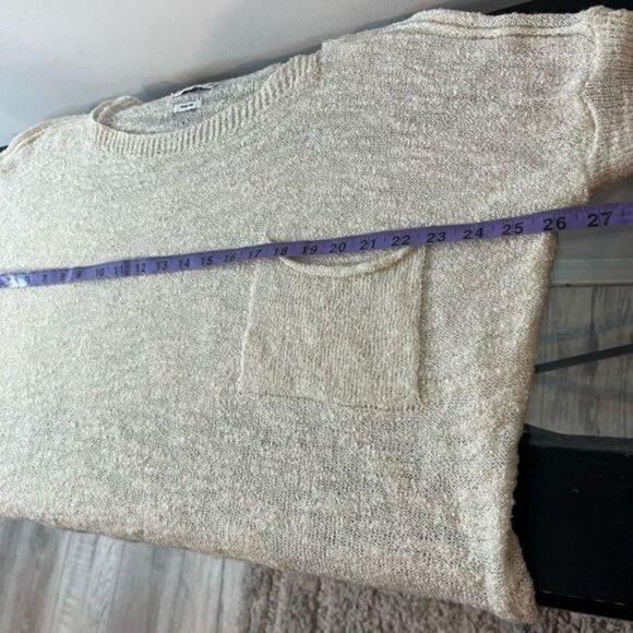 Zara Knit Women’s Size Small Italian Yarn Sweater Beige Oversized Short Sleeve - Picture 8 of 10